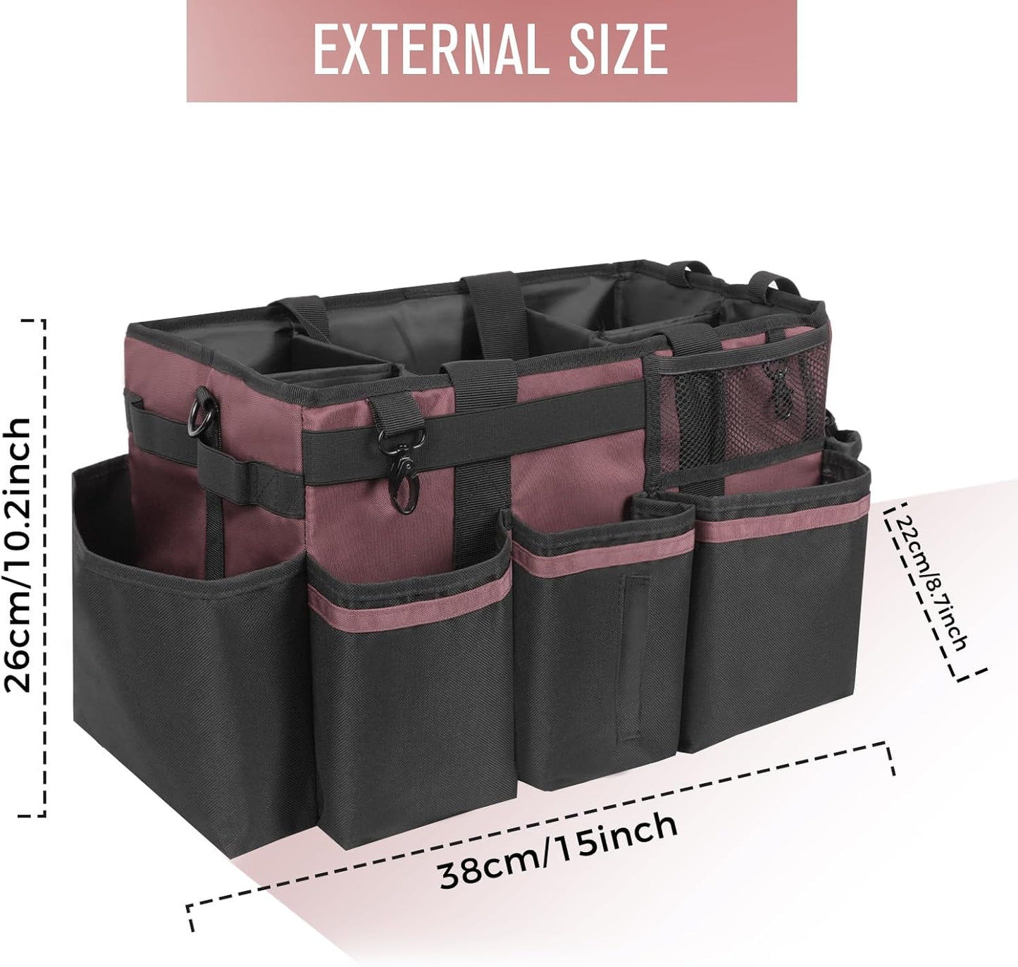 SCAVATA Wearable Cleaning Caddy, Cleaning Caddy Supplies Organizer with Handle & Shoulder Straps for Housekeepers, Under Sink & Car Cleaning Tool Organizers Bag with 4 Foldable Divider (NavyBlue)