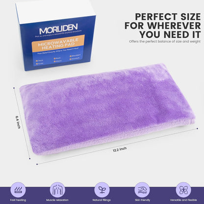 MORLIDEN Microwavable Heated Neck Wrap Warmer and Shoulder Weighted Heating Pad Microwave for Hot and Cold Compress - Purple