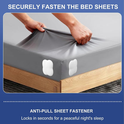 Bed Sheet Holders for Corners: 4 Pack Twist-Lock Clips Keep Sheets Tight Heavy-Duty Grippers Quick Install Fits All Mattresses（Grey）