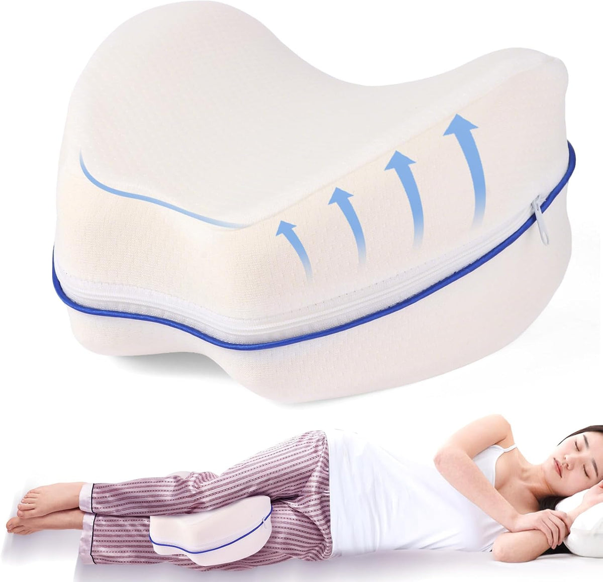 Knee Pillow for Side Sleepers Leg Memory Foam Pillow Side Sleeping Soothing Relief for Back, HIPS, Knees, Joints, Nerves and Muscle Discomfort Relief (Grey, Small)