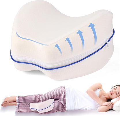 Knee Pillow for Side Sleepers Leg Memory Foam Pillow Side Sleeping Soothing Relief for Back, HIPS, Knees, Joints, Nerves and Muscle Discomfort Relief (Grey, Small)