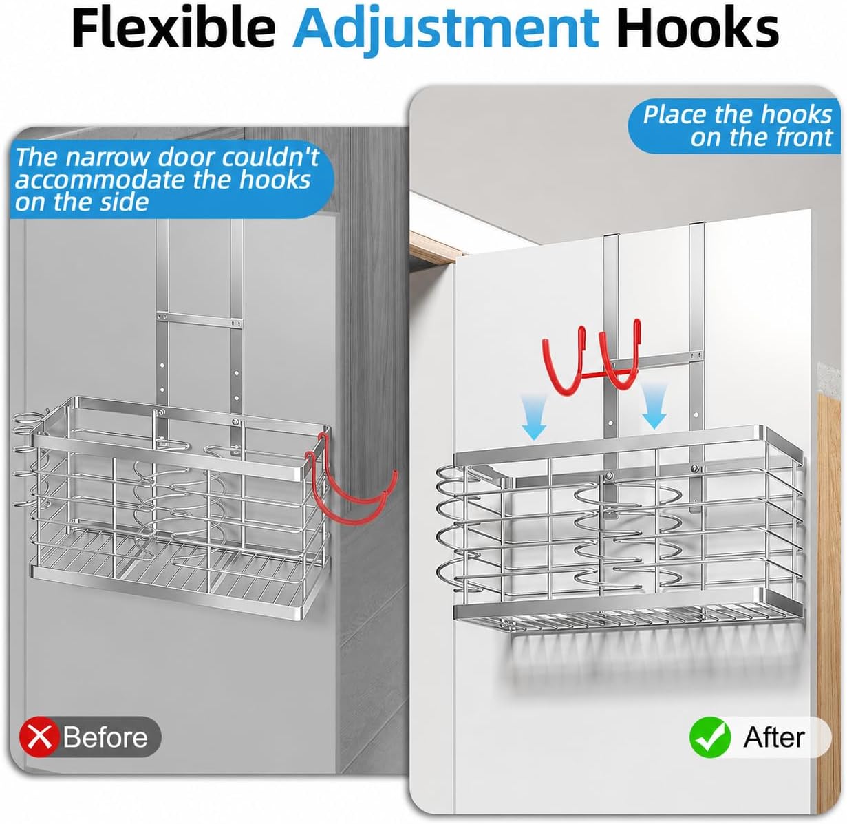 2026 Upgraded 3-in-1 Universal Hair Tool Organizer, XL Size, Black | Adjustable Height Metal Hair Dryer Holder, Wall Mounted, Over Cabinet Door, Countertop, Bathroom Storage