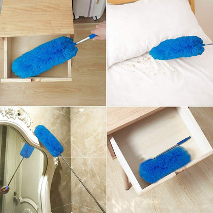 Cobweb Duster with Extension Pole 100 inches, Dusters for Cleaning with 2 Duster Heads, Washable Microfiber Feather Duster for Cleaning Ceiling Fan, High Ceiling, Blinds, Furniture & Cars