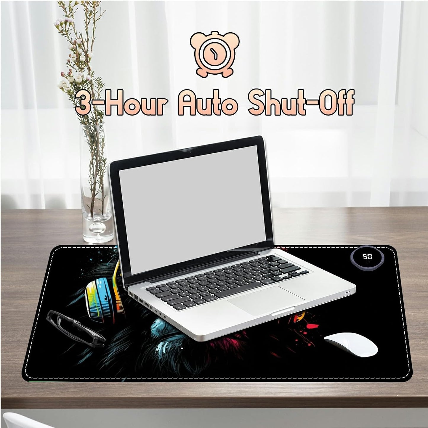 Heated Desk Pad Heated Large Mouse Pad, Electric Quickly Warm Desk Mat with 3 Levels Heating 3 Hours Auto Shut-Off, 31.5" x 13" Warm Gaming Mousepad Hand Foot Warmer, Baby Elephant