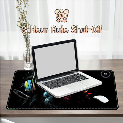 Heated Desk Pad Heated Large Mouse Pad, Electric Quickly Warm Desk Mat with 3 Levels Heating 3 Hours Auto Shut-Off, 31.5" x 13" Warm Gaming Mousepad Hand Foot Warmer, Baby Elephant