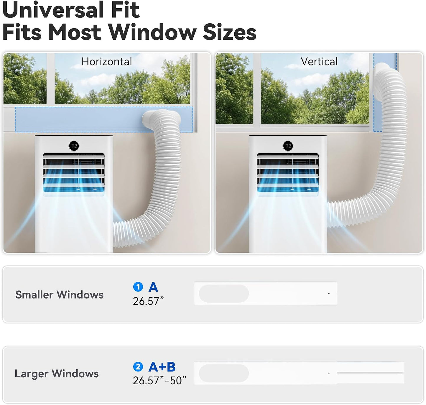 14000BTU Portable Air Conditioner, 4-in-1 700 Sq. Ft, Quiet for room | 14000BTU AC cools 700sq.ft, 4-in-1 cool/fan/dry/sleep, quiet, LED, remote, 24H timer, kit, for bed/office/dorm.