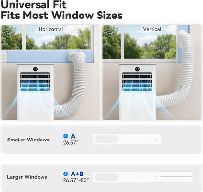 14000BTU Portable Air Conditioner, 4-in-1 700 Sq. Ft, Quiet for room | 14000BTU AC cools 700sq.ft, 4-in-1 cool/fan/dry/sleep, quiet, LED, remote, 24H timer, kit, for bed/office/dorm.