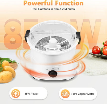 Electric Potato Peeler, 110-120V 85W Commercial Automatic Potato Peeler 2-in-1 One-button Drive Potato Peeling Spinner Machine for Kitchens Restaurants & Fast Food Stores