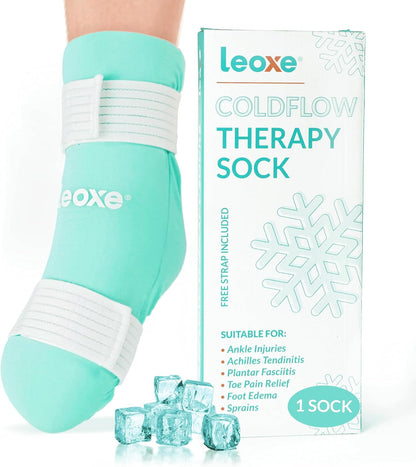 Foot Ankle Ice Pack Wrap, Ice Pack for Injuries & Sprains, Cold Compression Reusable For Foot Swelling Relief, Plantar Fasciitis, Achilles Tendinitis, Toe Pain Relief & Surgery Recovery (Single Sock)