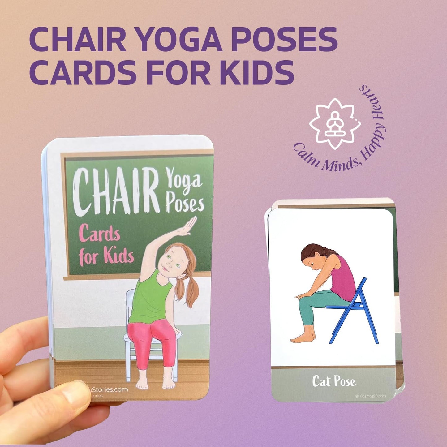 Chair Yoga Poses Cards for Kids: Movement or Brain Breaks in Classroom, Meditation, Somatic Play Therapy, Breathing Exercise, or for Social Emotional Learning Activities and Test-Taking Strategies
