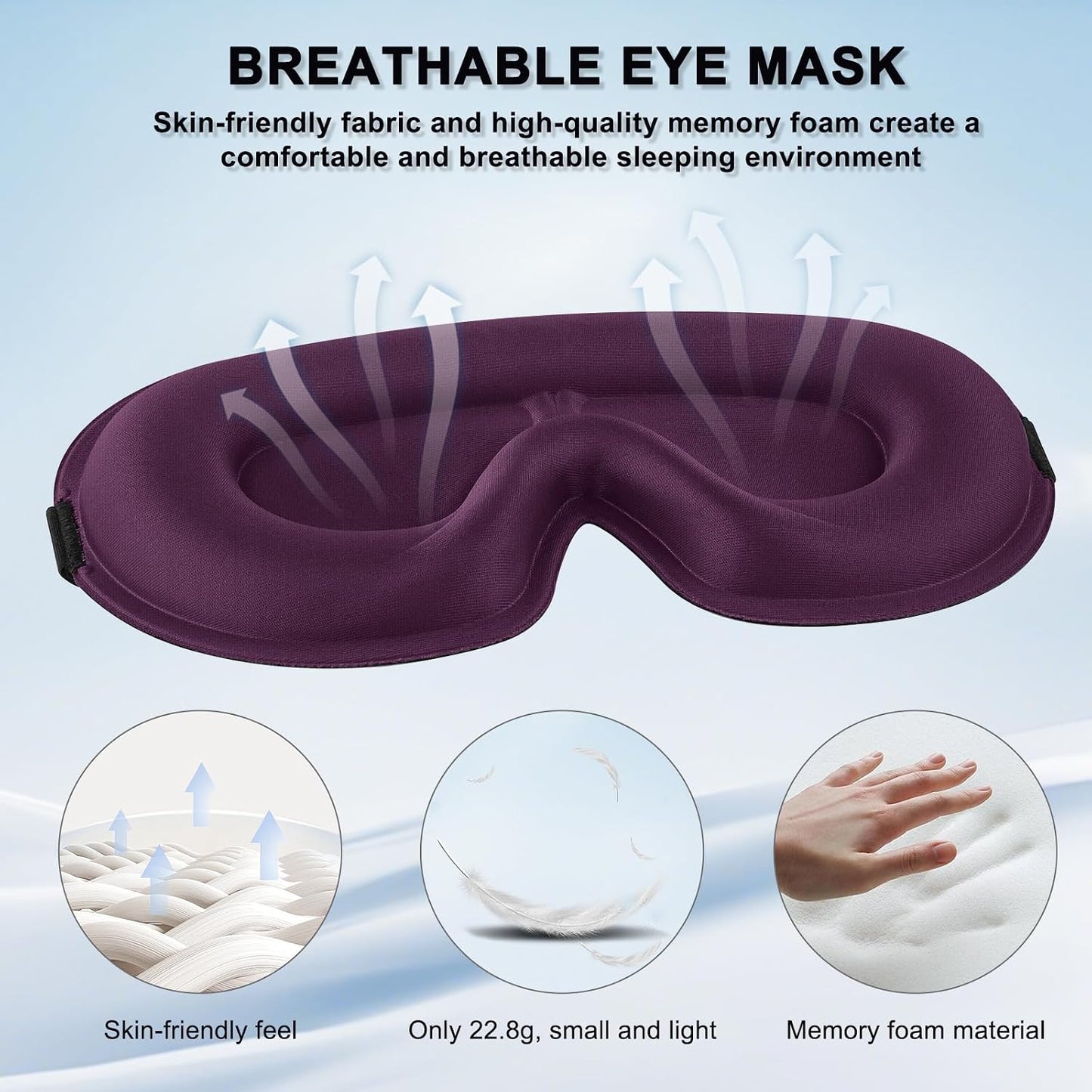 2 Pack Sleep Mask for Side Sleeper, Complete Light Blocking 3D Sleeping Eye Mask, Soft Breathable Eye Cover for Women Men, Travel, Nap, Relaxing Zero Pressure Night Blindfold (Pink+Purple)