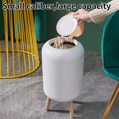 WanWanKa Mini White Plastic Trash Can, 2.6 Gallon Capacity, Slim Design, Anti-Odor, Easy to Clean, Suitable for Any Place | 10Liter Nordic Modern Waste Basket,Plastic Trash bin Suitable for Kitchen, Bathroom, Bedroom, Living Room, Office, Outdoor