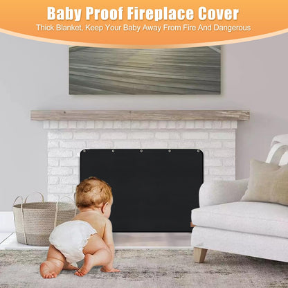 Magnet Fireplace Cover, Black Color, (39" W x 32" H) | Fireplace Draft Blocker, Fireplace Blanket for Heat Loss, Flue Blocker, Cold Air Blocker, Draft Cover for Inside Fireplace