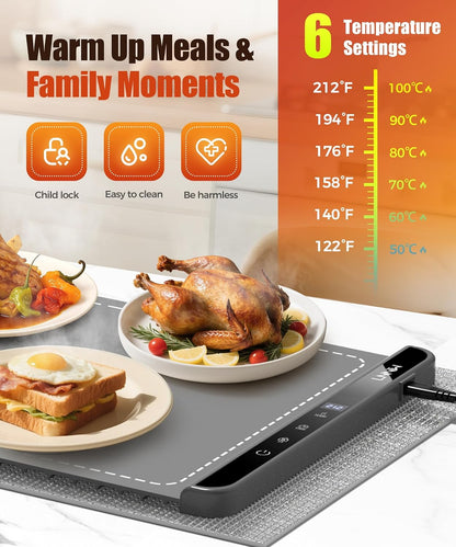 Warming Mat for Food, 26x15 Inch, Off White, Fast Heat, Child Lock