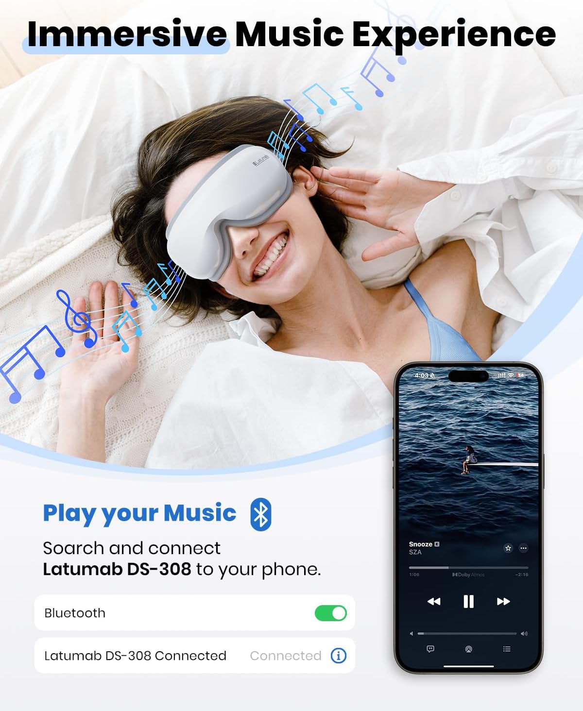 latumab Eye Massager with Heat & Bluetooth Music, FSA Eligible HSA