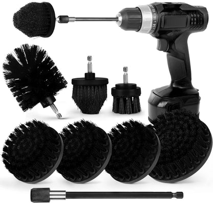 8 Pack Drill Brush Attachment Set, 1/4in Power Scrubber Brush + Extend Long Rod, Multi-Purpose Power Cleaning Scrub Brush for Bathroom, Tub, Tile, Corner, Floor(Red)