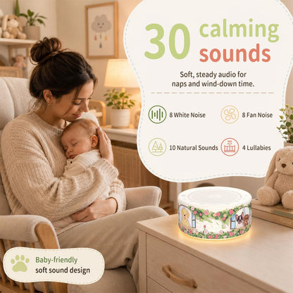 Kipcush White Noise Machine for Baby & Adults, 30 Soothing Sounds, Sleep Sound Machine with 8 Color Night Light, Memory Function, White Noise for Sleeping, Nursery, Office, Travel & Relaxation