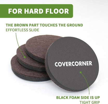 Felt Furniture Sliders for Hardwood Floors 8 PCS, 3 1/2" Beige | Felt Furniture Pads for Hardwood Floors, Furniture Moving Sliders, Heavy Duty Felt Movers Sliders, Chair Leg Floor Protectors