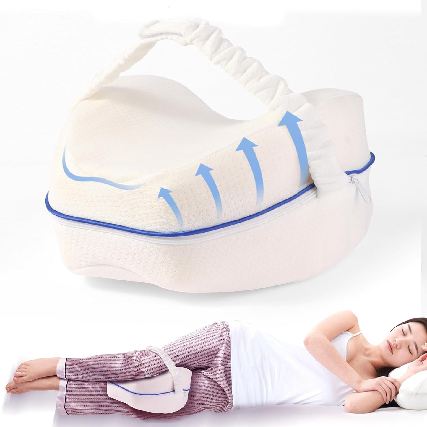 Knee Pillow for Side Sleepers Leg Memory Foam Pillow Side Sleeping Soothing Relief for Back, HIPS, Knees, Joints, Nerves and Muscle Discomfort Relief (Grey, Small)