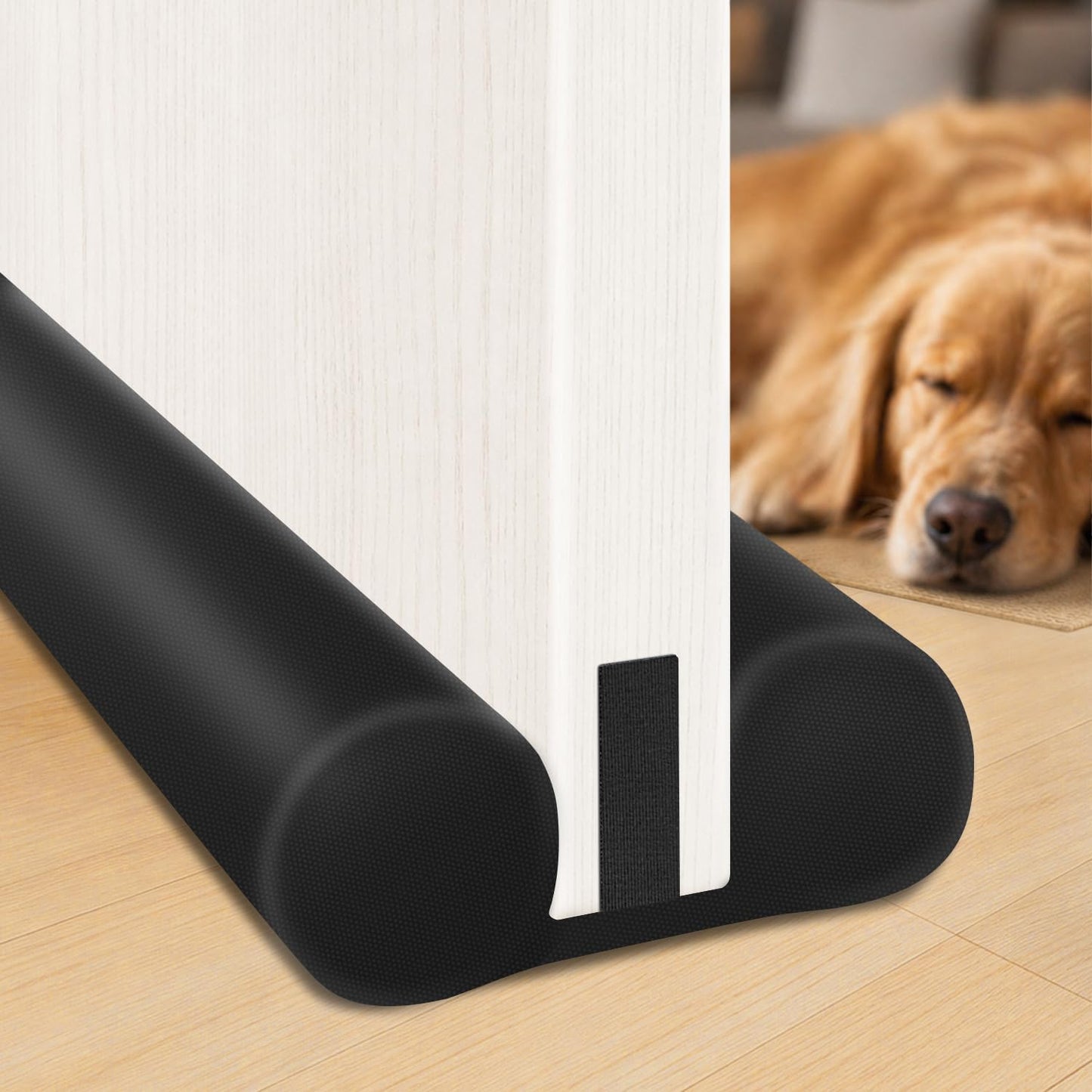 Door Draft Stopper for Bottom of Door, Under Door Draft Blocker with Hook & Loop Fastener, Fits 30–36 Inch Doors, Blocks Cold Air, Dust & Noise