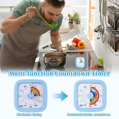 AmazingSpark 2 Pack Visual Timer 60 Minute Countdown Timer Colored Countdown Clock for Homeschool Supplies Study Tool, Classroom Home Office Time Management Tool (Classic,Blue,Green)