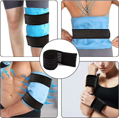 4Pack Elastic Ice Pack Straps,35.5" x 2" Reusable Fastening Bands | Soft and Comfortable, Adjustable Extension Straps,Cold and Hot Therapy,Ideal for Elbow,Thigh,Calf,Waist,Knee,Ankle,Shoulder