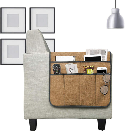 Couch Sofa Armrest Organiser Arm Chair Caddy Bedside Storage Pocket with 8 Pockets TV Remote Holder Bed Storage Pocket Bag for Cellphone Tablet Notepad Book Magazines DVD Glasses