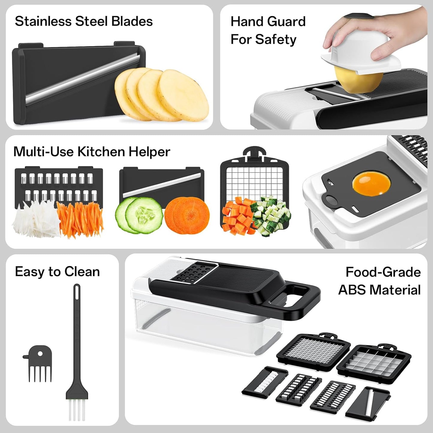 HomeHacks Vegetable Chopper Vegetable Cutter, 12 in 1 Kitchen Gadget, Dicer, Slicer, Onion Cutter, Salad, Cheese Grater & Egg Separator - Multi-Functional Veggie Chopper Lid with Handle (Green)