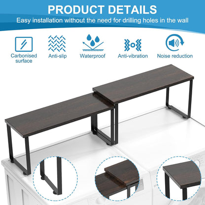 Expandable Washer Dryer Countertop Shelf, Stackable Over Washer and Dryer Storage Shelves, for Laundry Room Organization, Space Saving Laundry Shelf