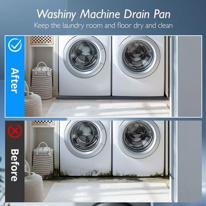 Washing Machine Drain Pan Silicone Mat,53.5x26.8inch Non-Slip Waterproof Washer Tray,Raised Edge Drip Mat for Under Dryer or Washer,Anti-Vibration,Floor Leak Protector for Laundry Room