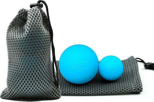 Dual-Sized Massage Ball Set – Premium Lacrosse Ball for Myofascial Release, Yoga Therapy & Trigger Point Massage Ball for Muscle Knots and Deep Tissue Pressure – Light Blue