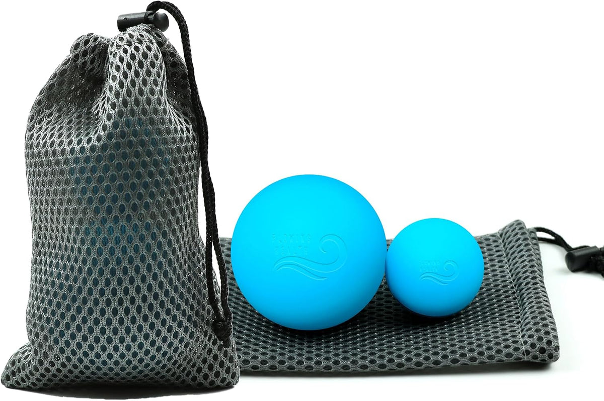 Dual-Sized Massage Ball Set – Premium Lacrosse Ball for Myofascial Release, Yoga Therapy & Trigger Point Massage Ball for Muscle Knots and Deep Tissue Pressure – Light Blue