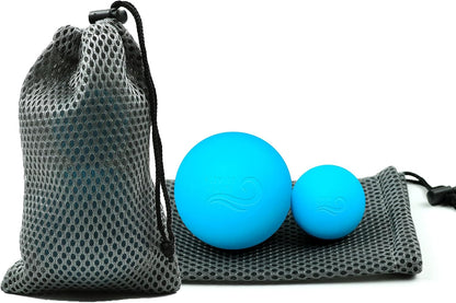 Dual-Sized Massage Ball Set – Premium Lacrosse Ball for Myofascial Release, Yoga Therapy & Trigger Point Massage Ball for Muscle Knots and Deep Tissue Pressure – Light Blue