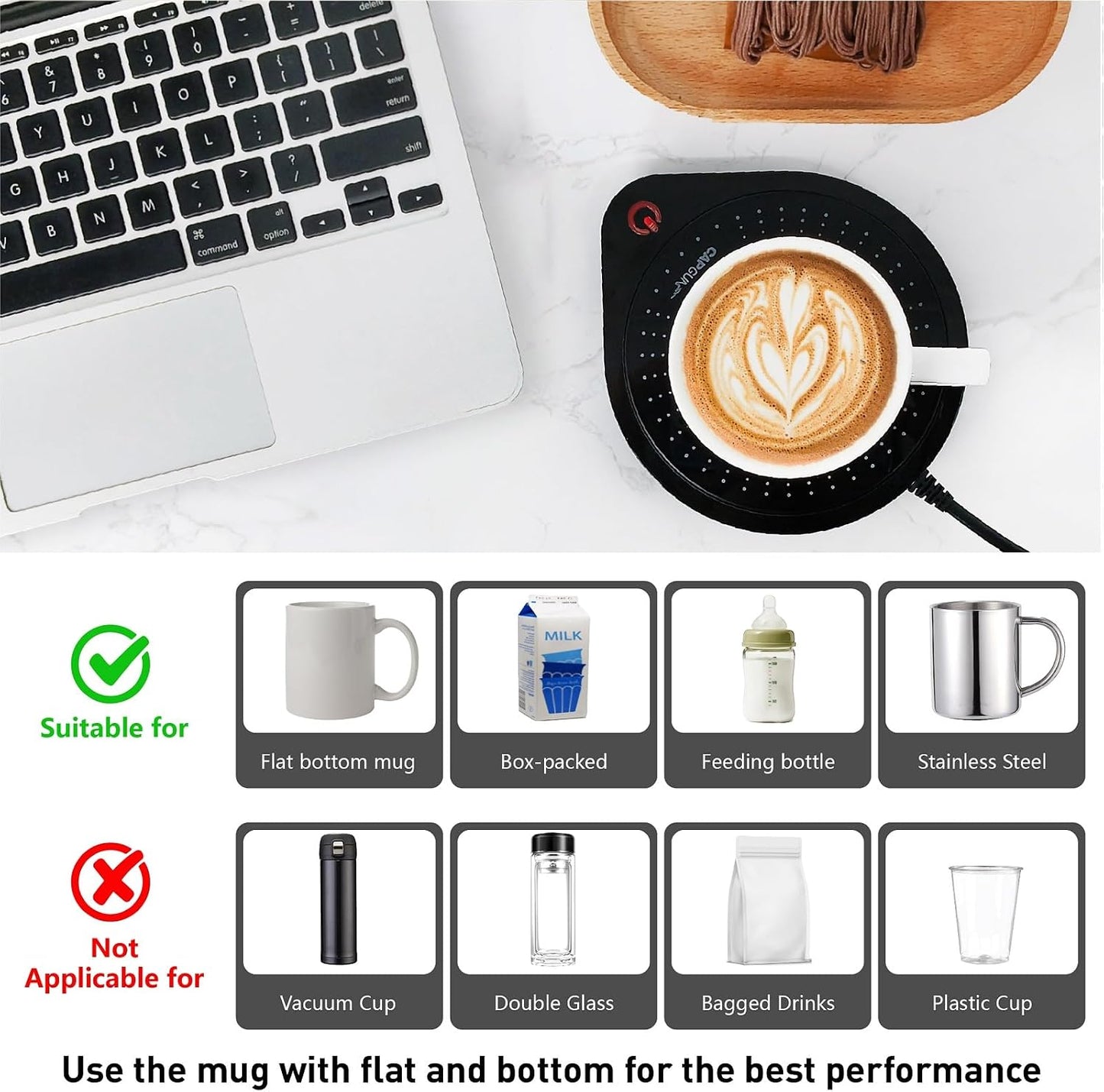 Coffee Mug Warmer,Electric Beverage Warmers, Cup Warmer for Heating Coffee, Beverage, Milk, Tea and Hot Chocolate (White)