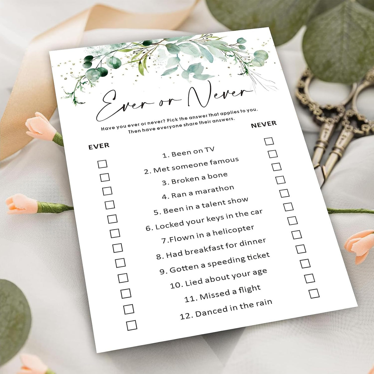 What’s on Your Phone Game Cards Set of 30, 5x7 in Icebreaker Bingo Cards, Greenery Office Team Games, Birthday Party Games for Adults, Back to School - 02