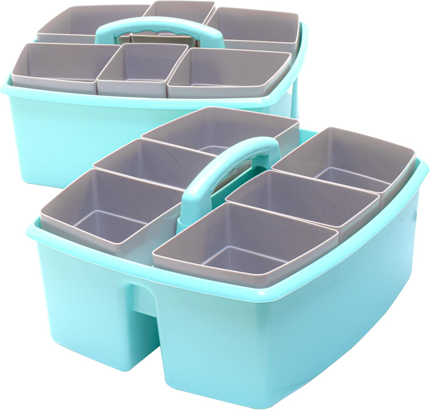 Storex 2-Compartment Large Cleaning Caddy – Multipurpose Supply Organizer with Handle - Black, 1-Pack (00973A06C)