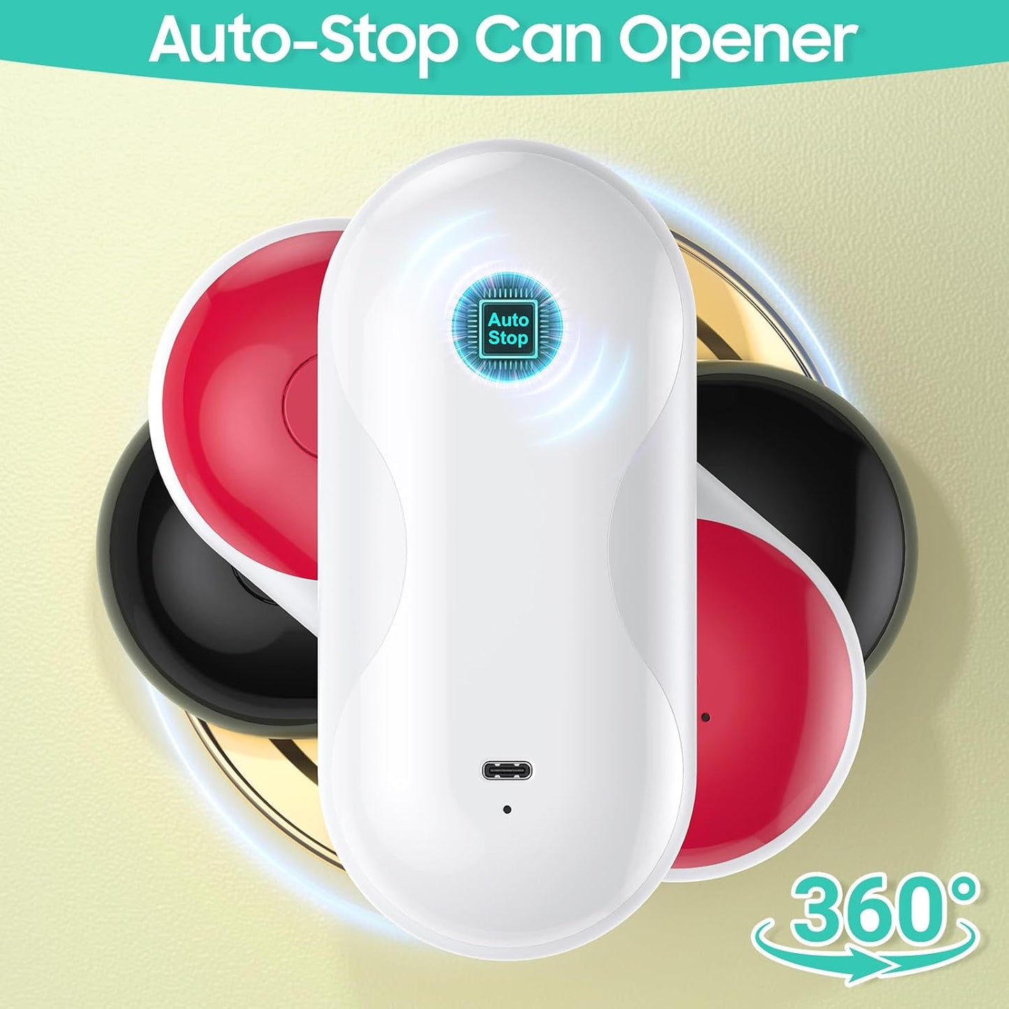 Electric Can Opener, Auto-Stop, USB-C Rechargeable, Side-Cut Smooth Edge, Hands Free Automatic Can Opener for Seniors & Arthritis Patients (Black)