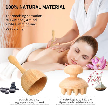 Chumia 10 Pieces Wood Massage Tools Wooden Maderoterapia Kit Therapy Tools Massage Roller Lymphatic Drainage Health Care for Neck Leg Back Arm Body Muscle Pain Relief