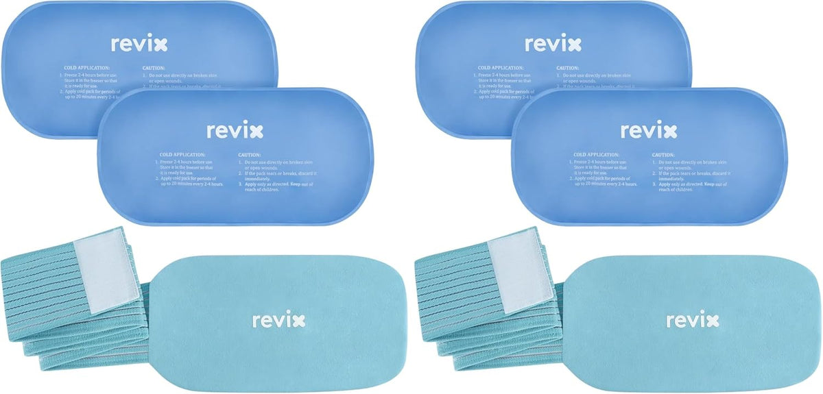 REVIX Ice Pack for Injuries Reusable, 2-Pack Hot & Cold Gel Wrap with Strap