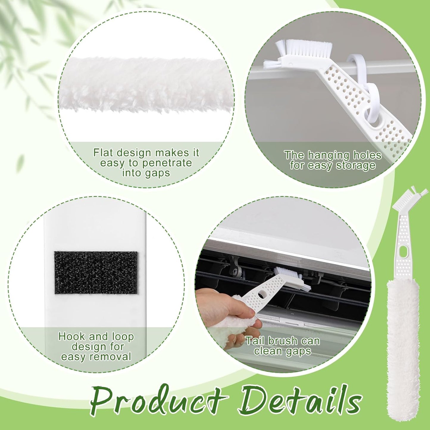 Air Conditioner Cleaner Set Mini Split Cleaning Kit Under Fridge Cleaning Tool Window Unit Kit with 5 Replaceable Brush Clothes for Refrigerator Air Conditioner, No Disassembly Furniture Appliances