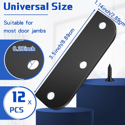 6 Set Door Hinge Filler Plates Kit, 3.5 Inch with 5/8 Inch Stainless Steel Hinge with Matching Screws, Blanks Metal Door Edge Filler Cover Plate Shims Spacer