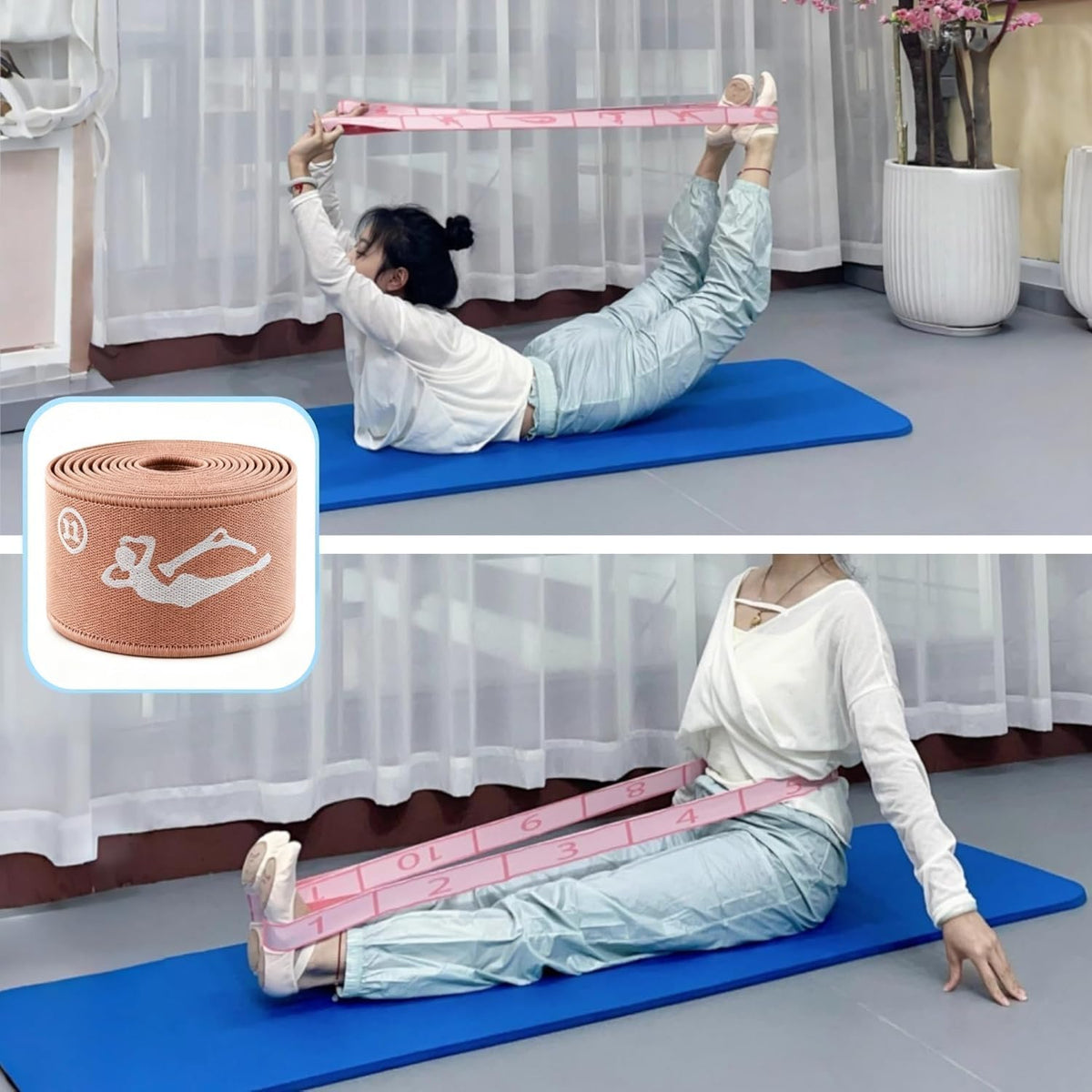 Multi-Loop Stretch Band - Yoga, Pilates, Ballet, and Physical Therapy Stretching Strap for Flexibility, Leg Stretching, and Exercise - Durable Stretching Equipment