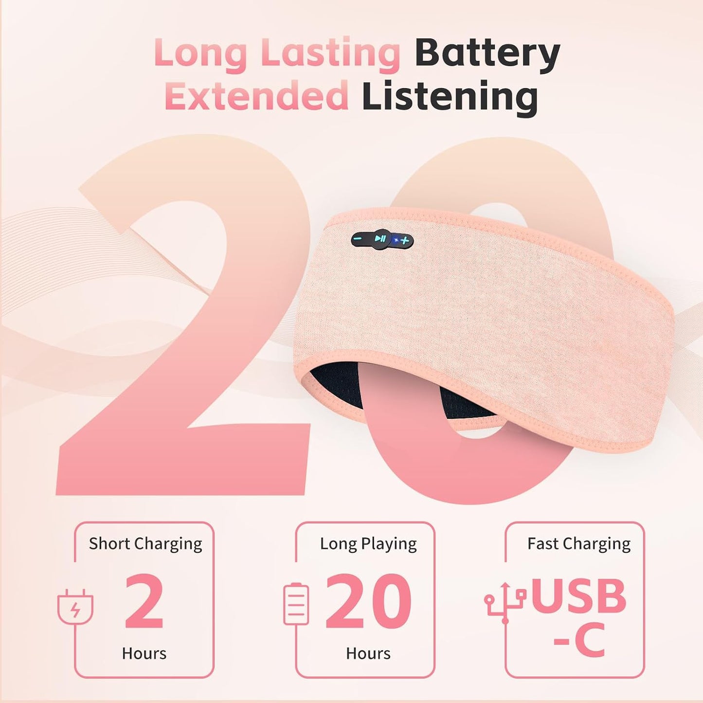 Sleep Headphones Bluetooth 6.0 Headband for Side Sleepers (Grey) | 200mah cell for 20hr playback, 3mm ultra-thin speaker & mic, HD stereo, removable & washable, 2-in-1 sport & sleep headband