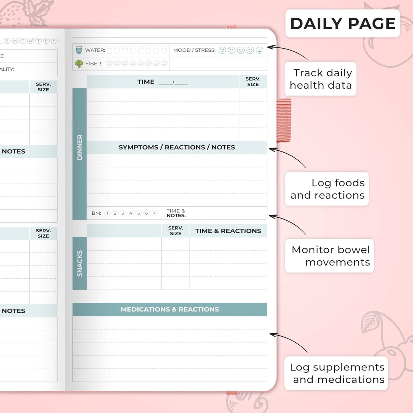 Clever Fox Food Sensitivity Journal & Symptom Diary, 8.5x11 Purple | Simple tracker log book for adults & kids, Intolerance, allergy, elimination diet, diabetic, IBS, low fodmap, food & poop