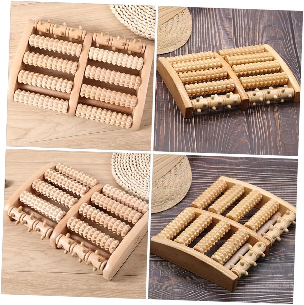 Wooden Foot Therapy Roller Massager 5-Row Acupressure Ball Foot Massager for Plantar Relief and Reflexology Massage at Home for Men and Women