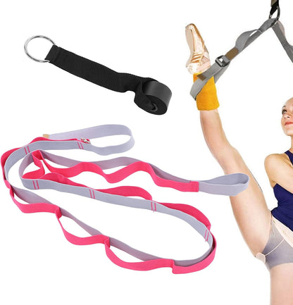 Yoga Stretching Strap, Fitness Stretch Belt with Fixed Door Anchor Loop, 10.2 ft 600D Oxford Cloth Leg Stretcher for Yoga, Gymnastics, Dance, Physical Therapy