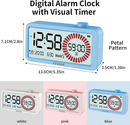 Visual Timer for Kids and Adults with Alarm Clock,LCD Digital 60-Minute Countdown Timer Time Management Tool for Home, School, or Work