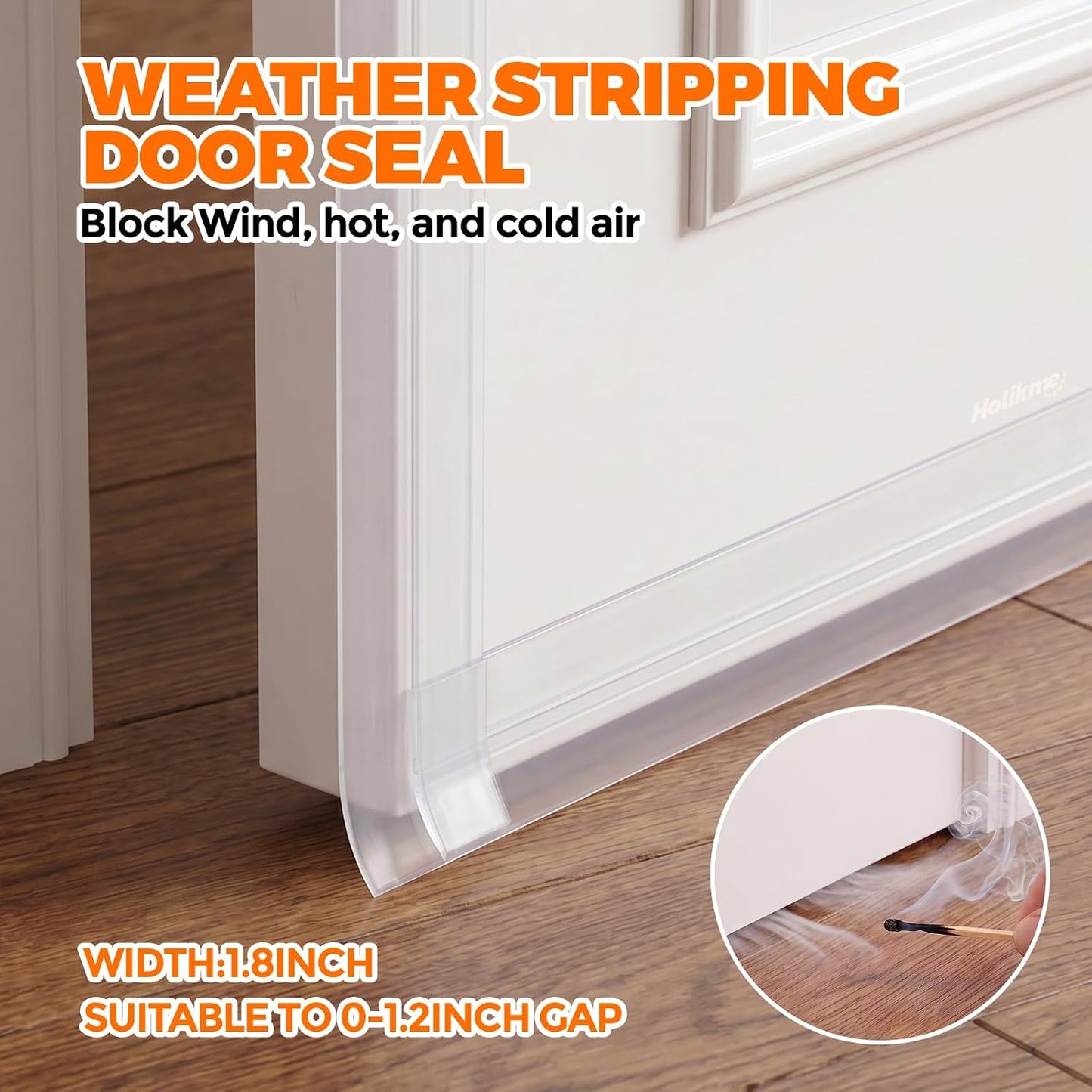 Holikme Weather Stripping Door Seal, Shower Door Seal Strip,1.8" W-33Feet | Flexible Door Seal, Seals Gaps up to 1.2", Helps Reduce Air Leaks & Dust, For Doors & Windows