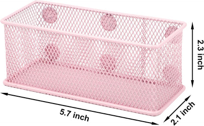 Magnetic Pencil Holder Set of 3 - Black Wire Mesh Storage Baskets Organizer with Strong Magnets - Perfect for Whiteboard, Refrigerator and Locker Accessories