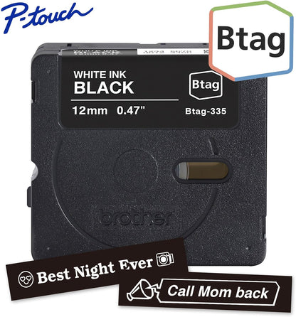 Brother Genuine P-Touch Btag BTAG231 Black on White Label Tape ~1/2in by 13.1ft (12mm x 4m). (Works Only with Brother PT-N10, PT-N20, PT-N25BT Label Makers)